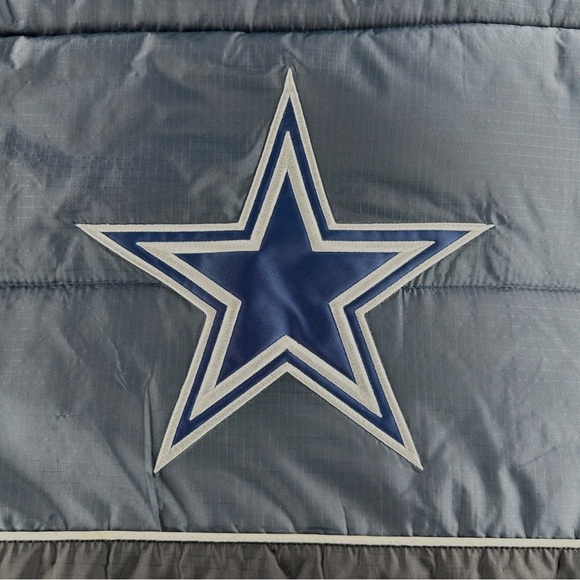 NFL Reebok Dallas Cowboys Mens Large Navy Blue Black Embroidered Puffer Jacket - Picture 15 of 15